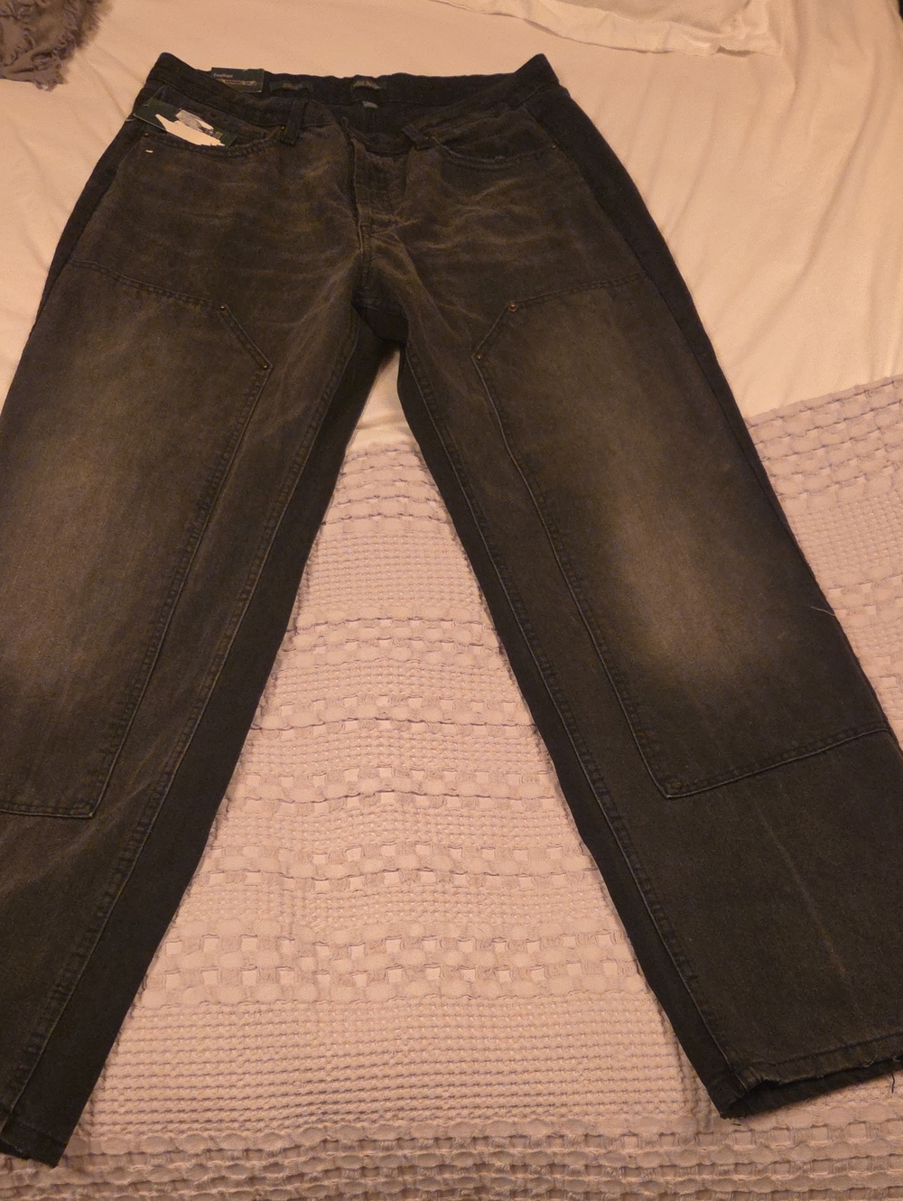 Black Washed Straight-Leg Jeans Size 16